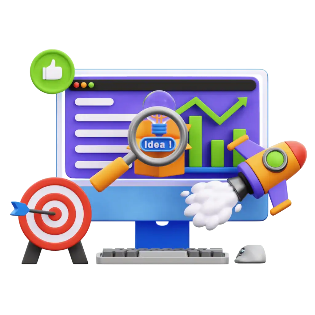 Ilustración crecimiento de tráfico con estrategias de marketing digital
