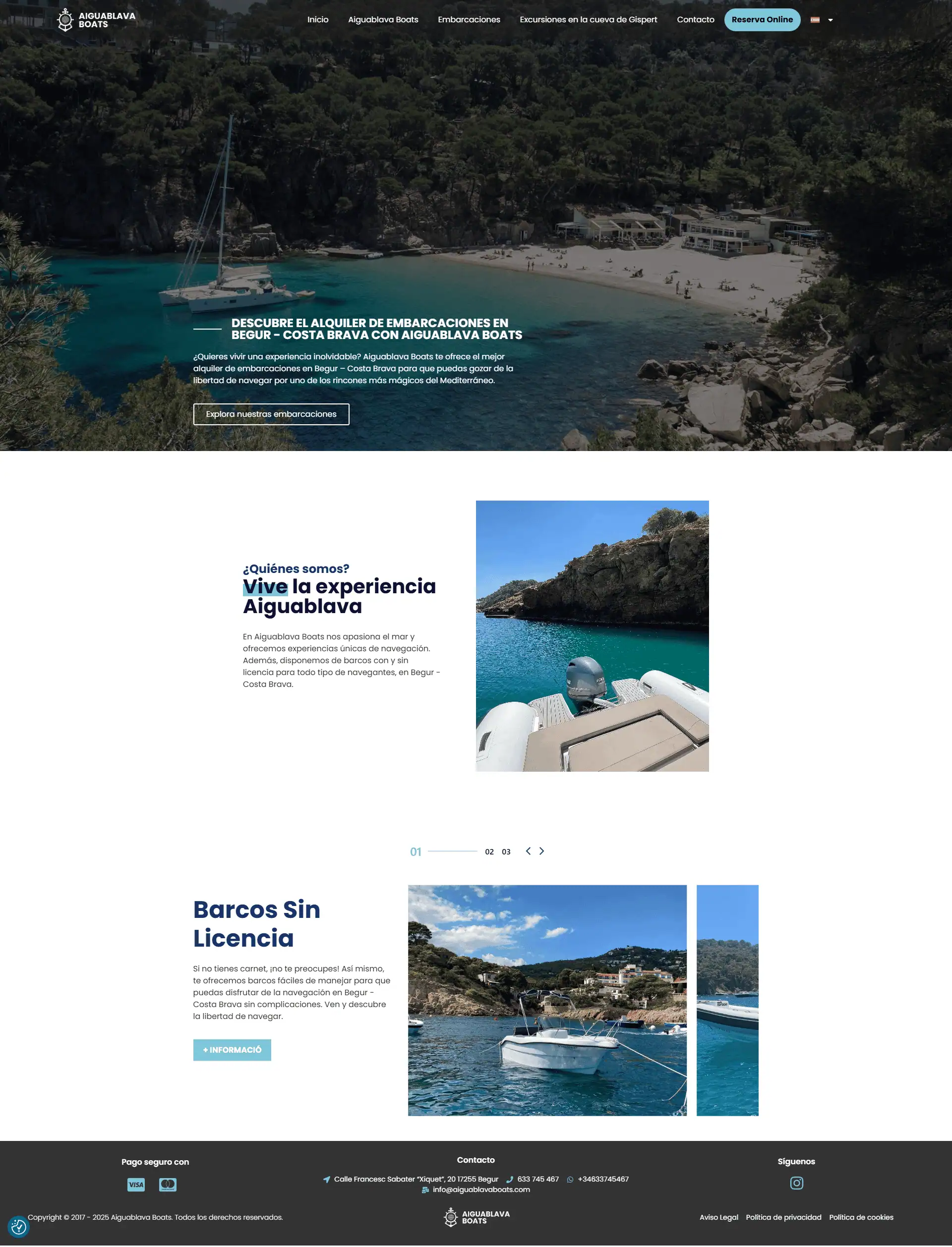 Web con SEO local y sistema de reservas para Aiguablava Boats